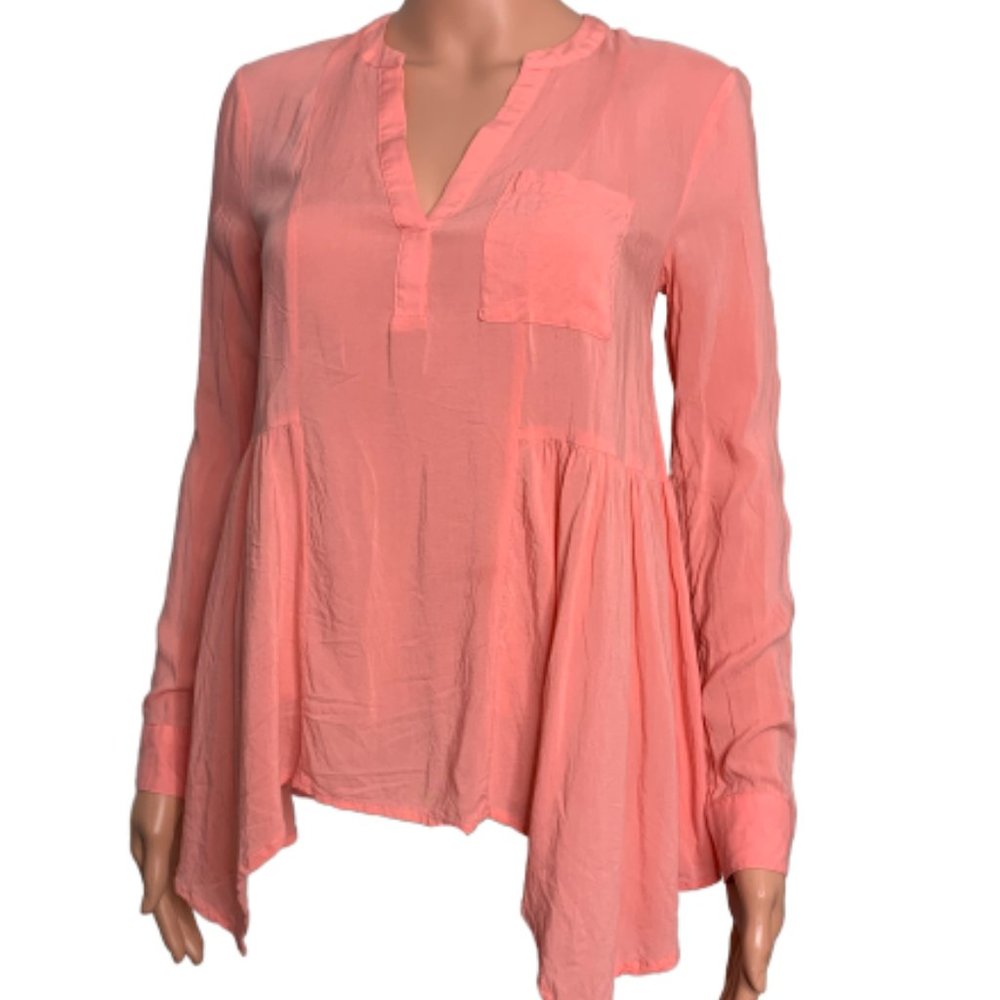 Maeve Sz 0 XS Long Sleeve Ruffle Ruched Blouse